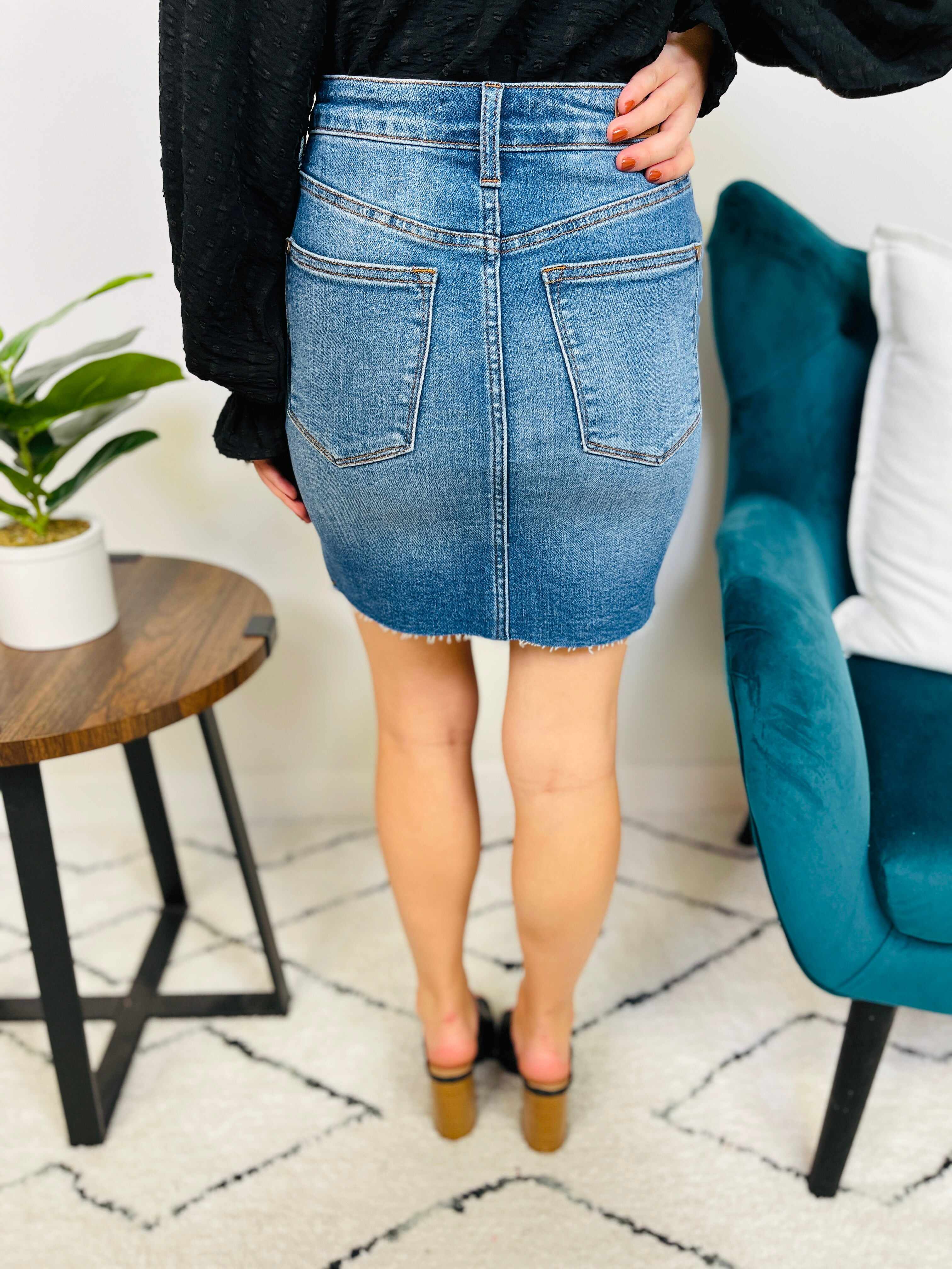 Plus/Reg I See You Looking Denim Skirt