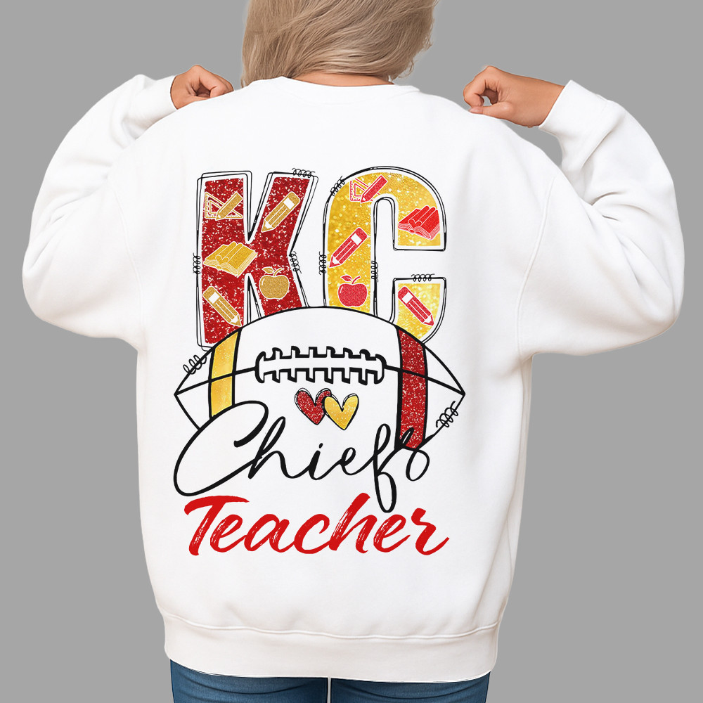 Kansas City Chiefs | Premium NFL Glitter Teacher Sweatshirt HI
