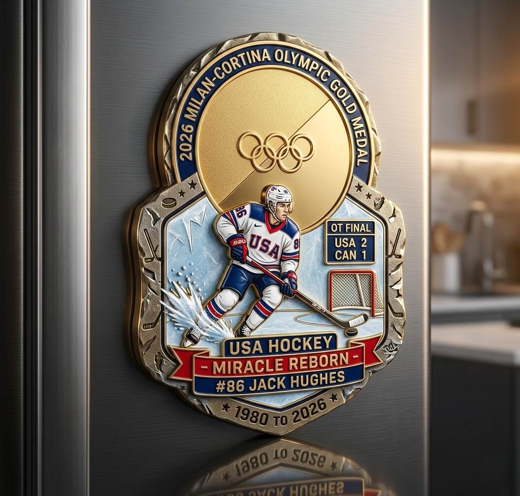 Jack Hughes – 2026 Milano-Cortina Olympic Gold Commemorative Fridge Magnet