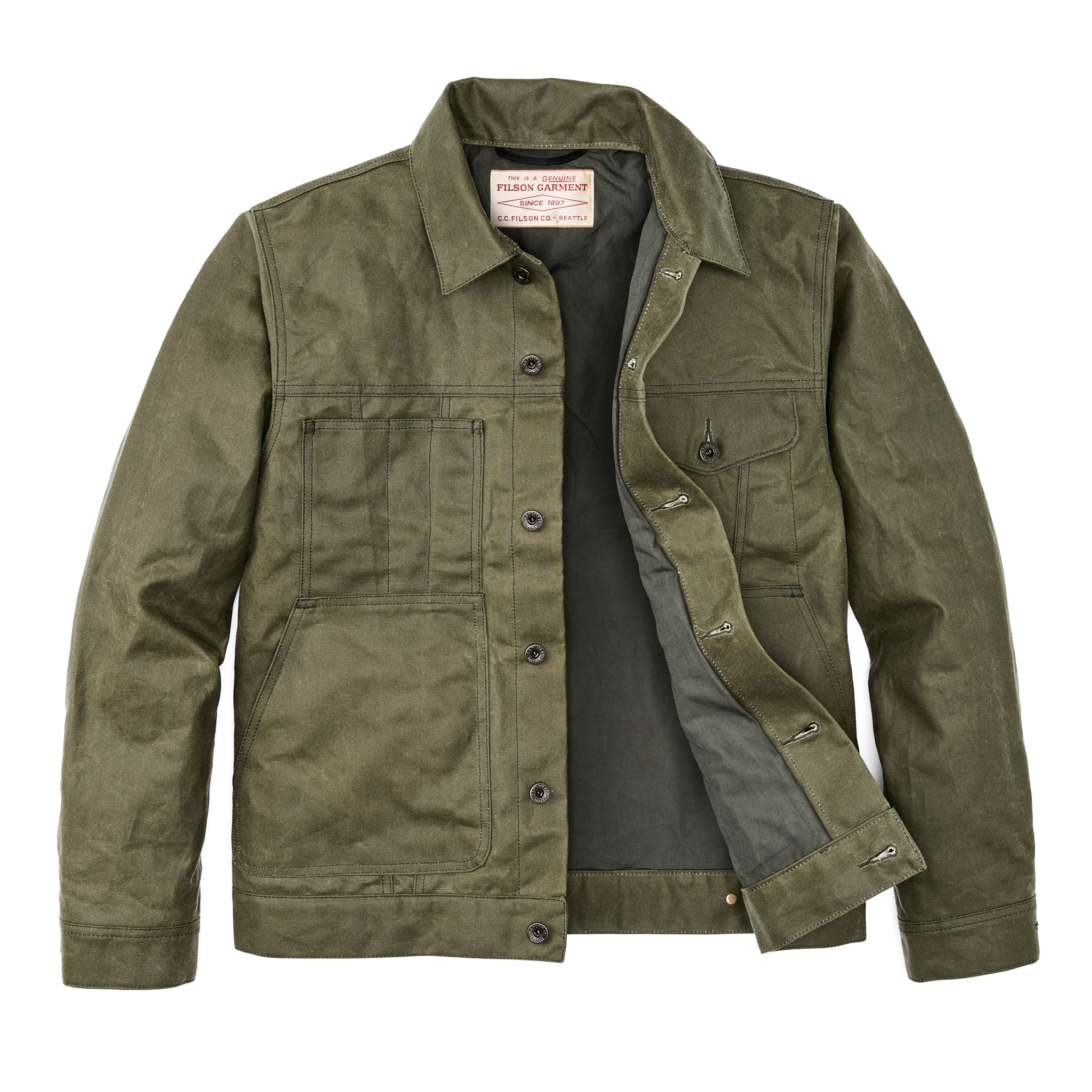 Tin Cloth Short Lined Cruiser Jacket - Military Green