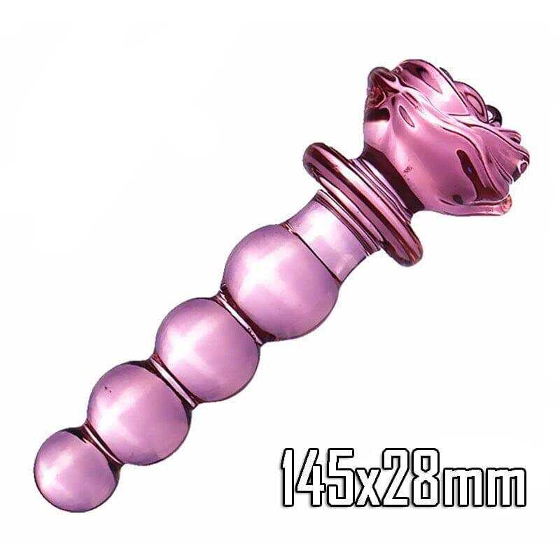 Pink Rose Glass Dildo - Elegant Flower-Shaped Pleasure Toy