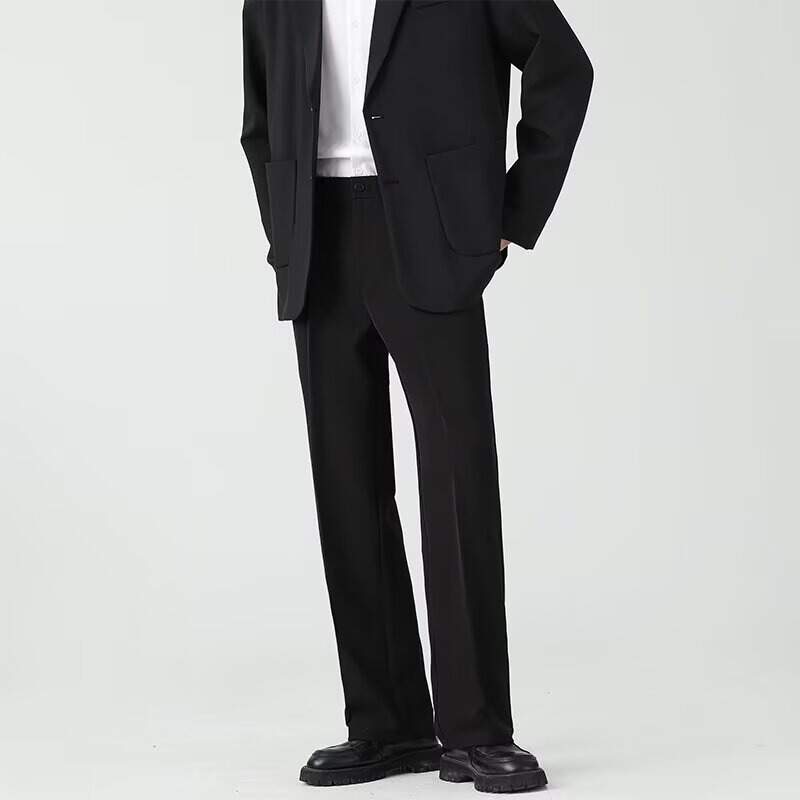 Spring Autumn Men's Straight Fit Short Pants - Stylish, Trendy, Chic Casual Pants for Men - In Style with a Loose Fit and Good Drape - Perfect for Wearing as a Suit Pants