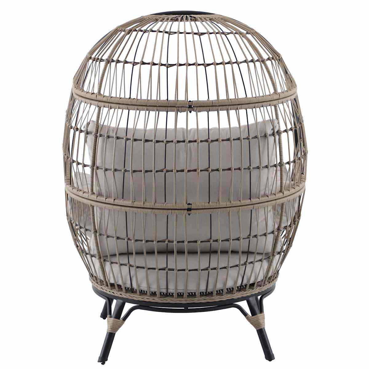 Paloma Taupe Wicker with Sand Cushions Oversized Patio Egg Chair
