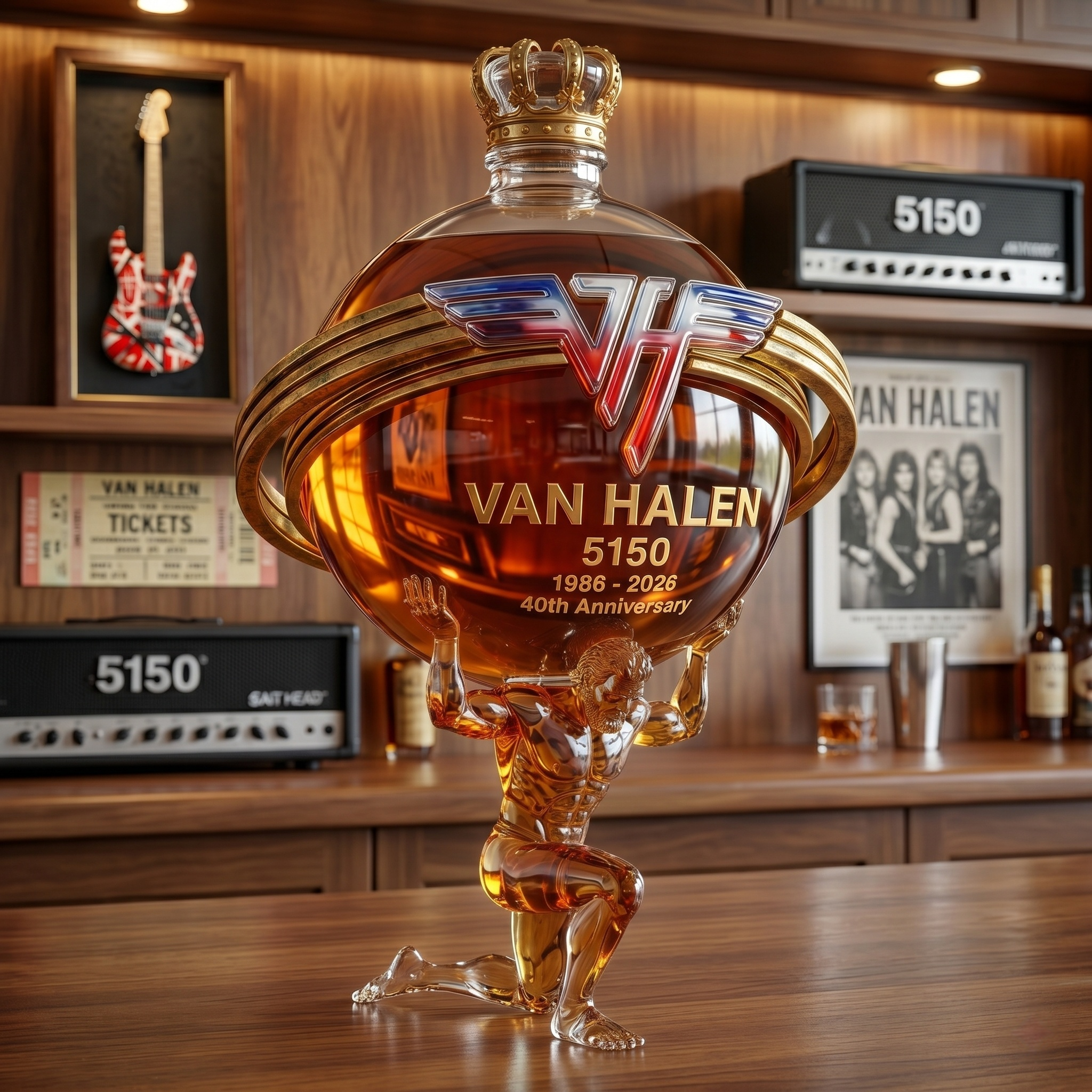 Van Halen 5150 40th Anniversary Atlas 3D Sculpted Collector's Edition Bottle