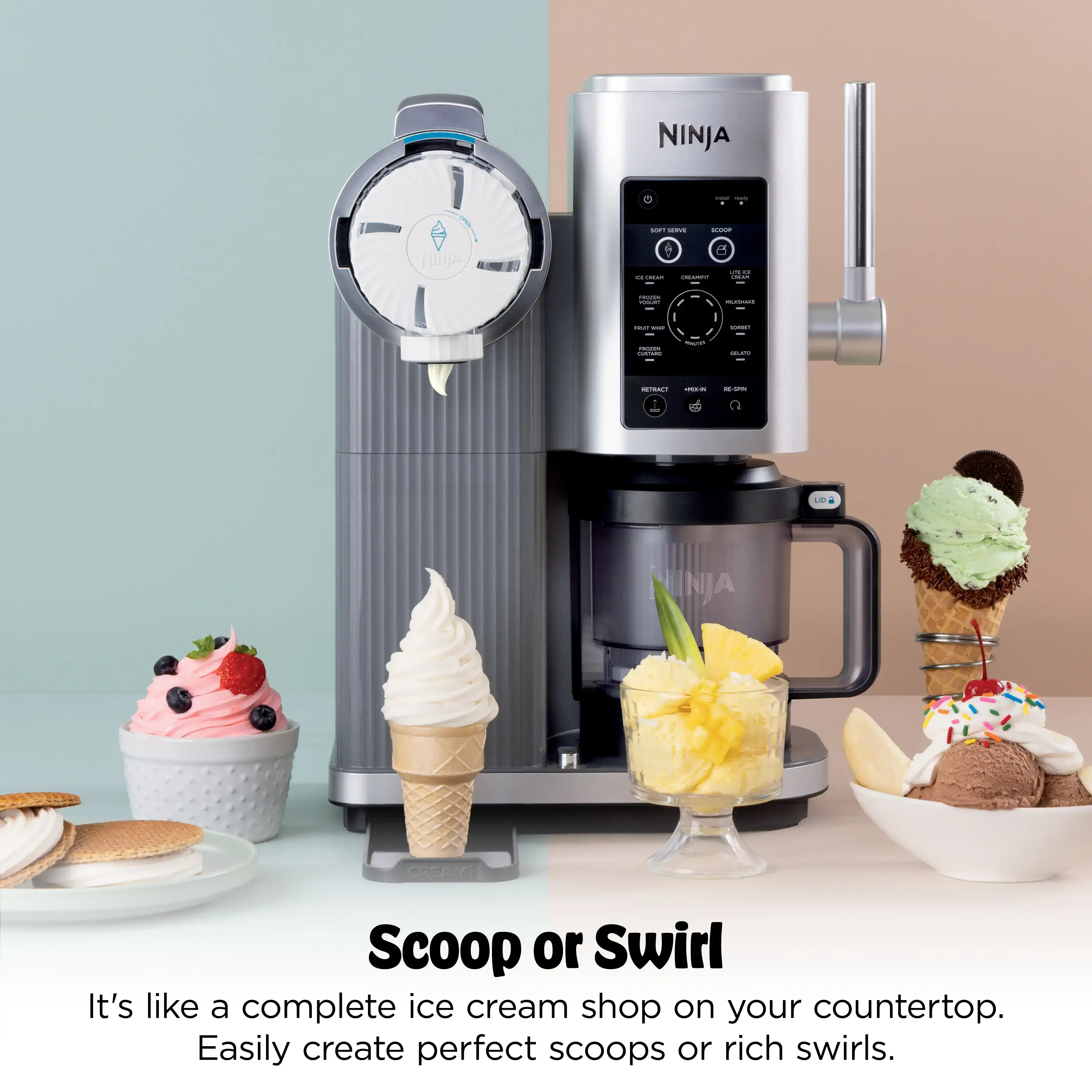 CREAMi Scoop & Swirl 13-in-1 Ice Cream and Soft Serve Maker - NC701