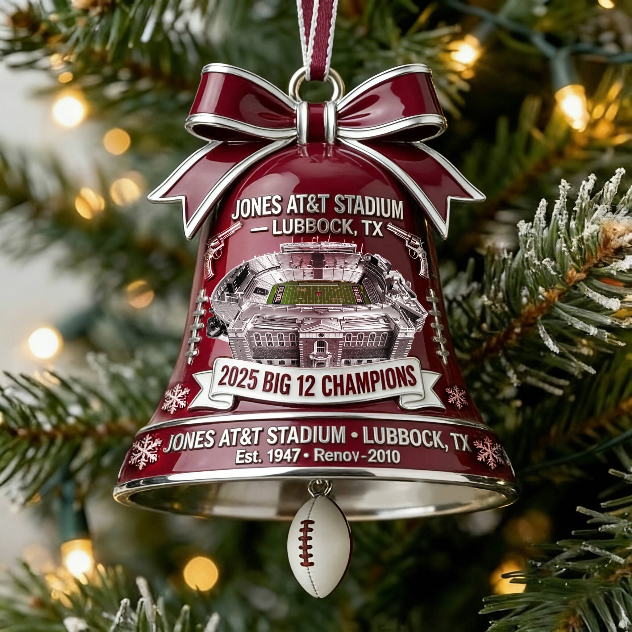 2025 Big 12 Champions Jones AT&T Stadium Bell Ornament