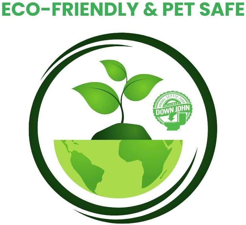 Down John (Once-A-Year) Septic Tank Treatment | 1 Year Supply | 3-Part Concentrate Live Bacteria, Carbon & Enzyme Treatment | Odor Neutralizer | Cleans Septic Lines & Improves Drain Field Absorption