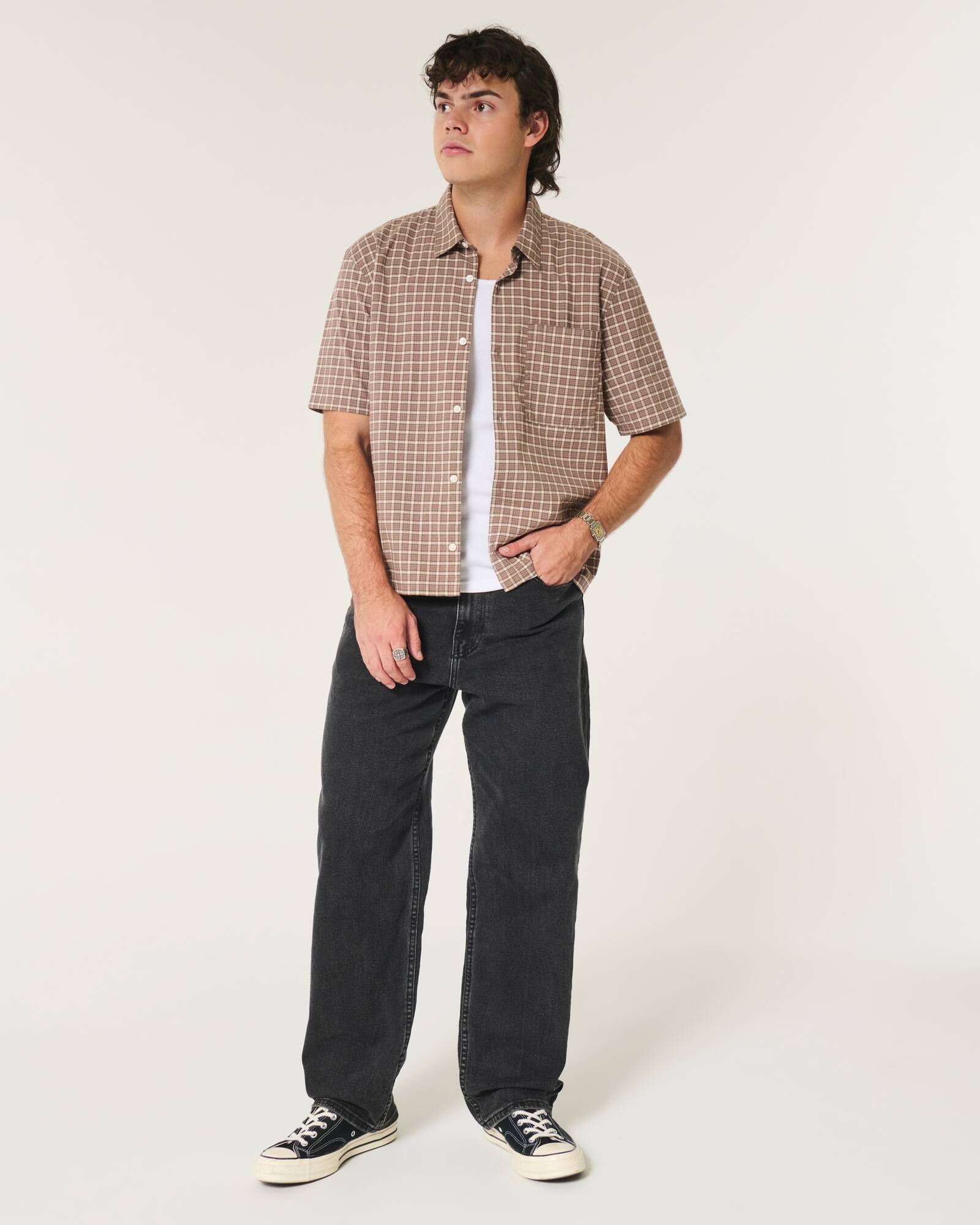 Railroad Stripe Baggy Painter Jeans