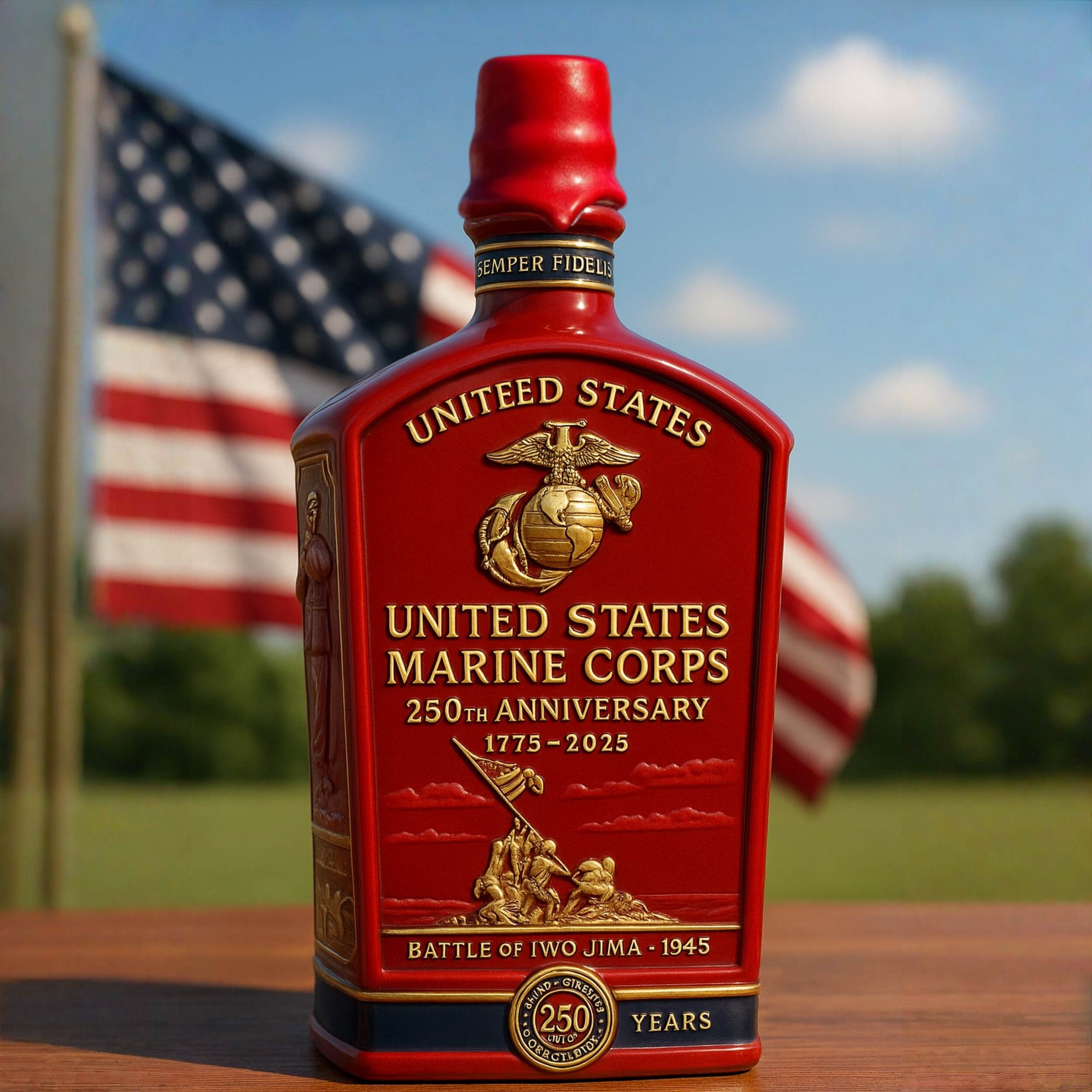 U.S. Marine Corps 250th Anniversary Whiskey Bottle