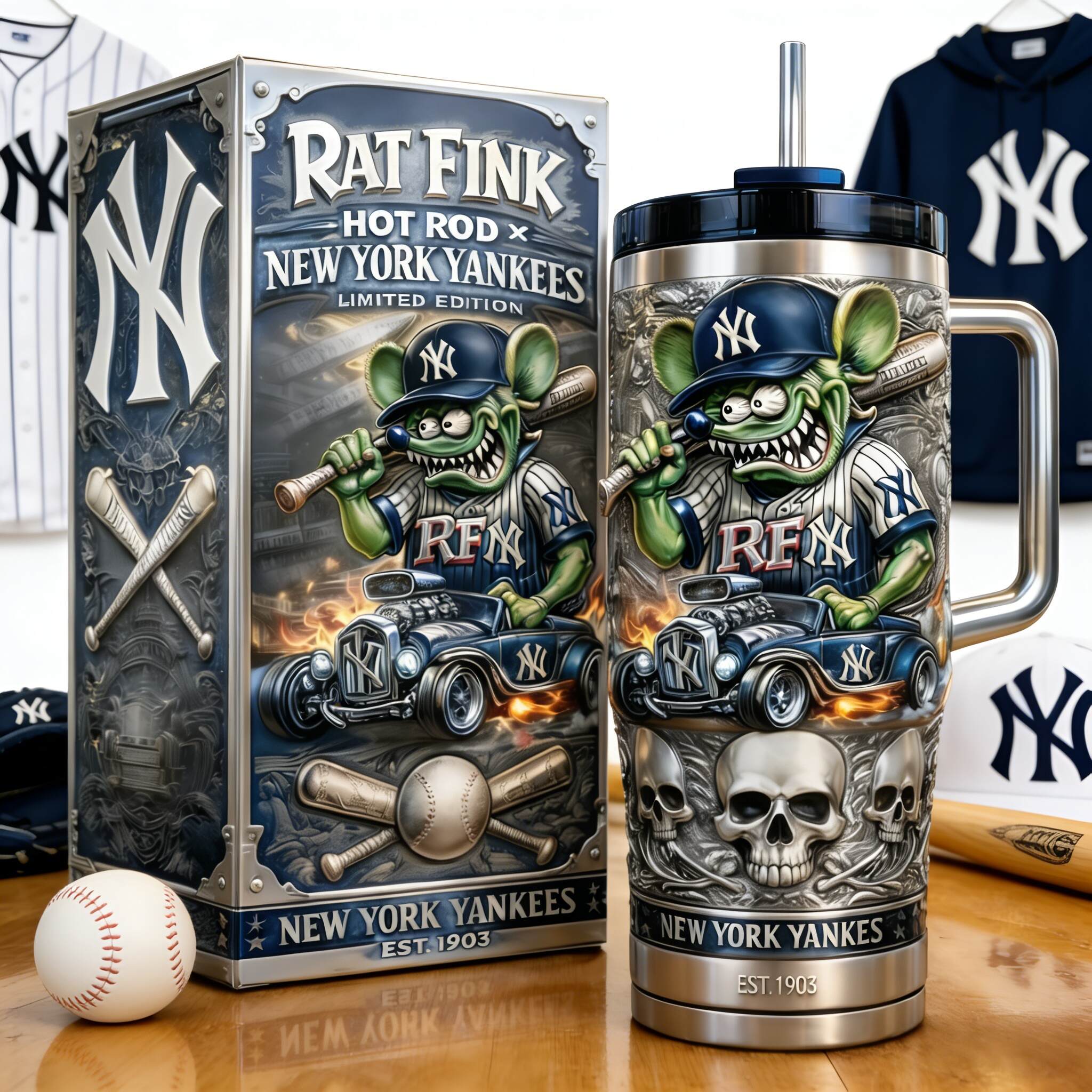 Rat Fink × New York Yankees Limited Edition Collector YETI Tumbler
