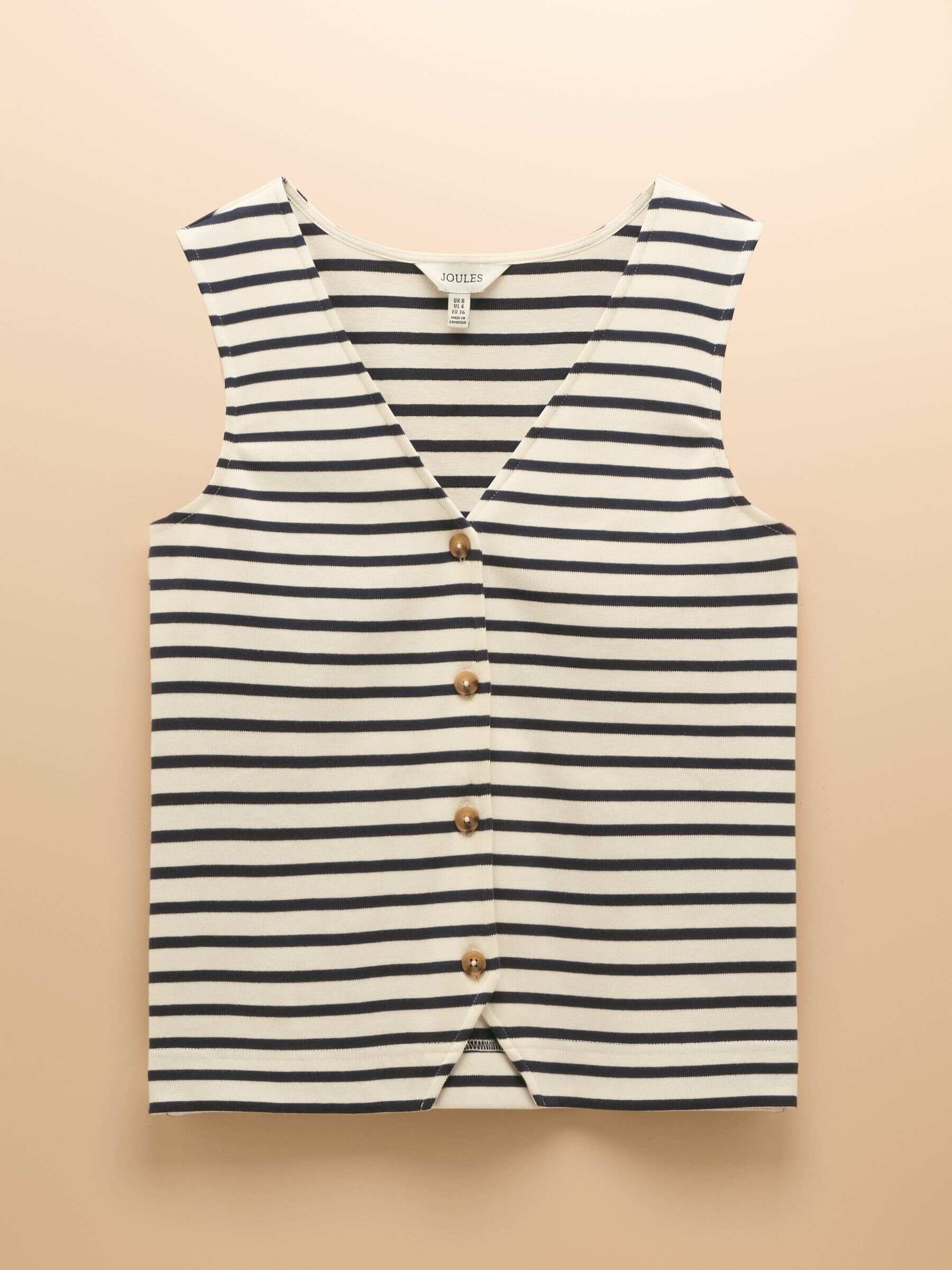 Premium Ribbed Cream & Navy Jersey Cotton Waistcoat