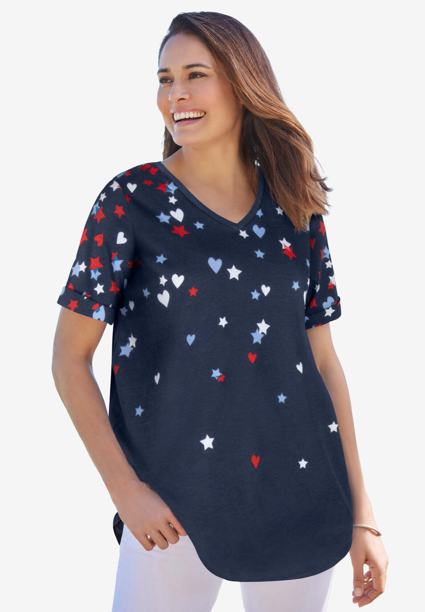 Cuffed Americana Print Tee
