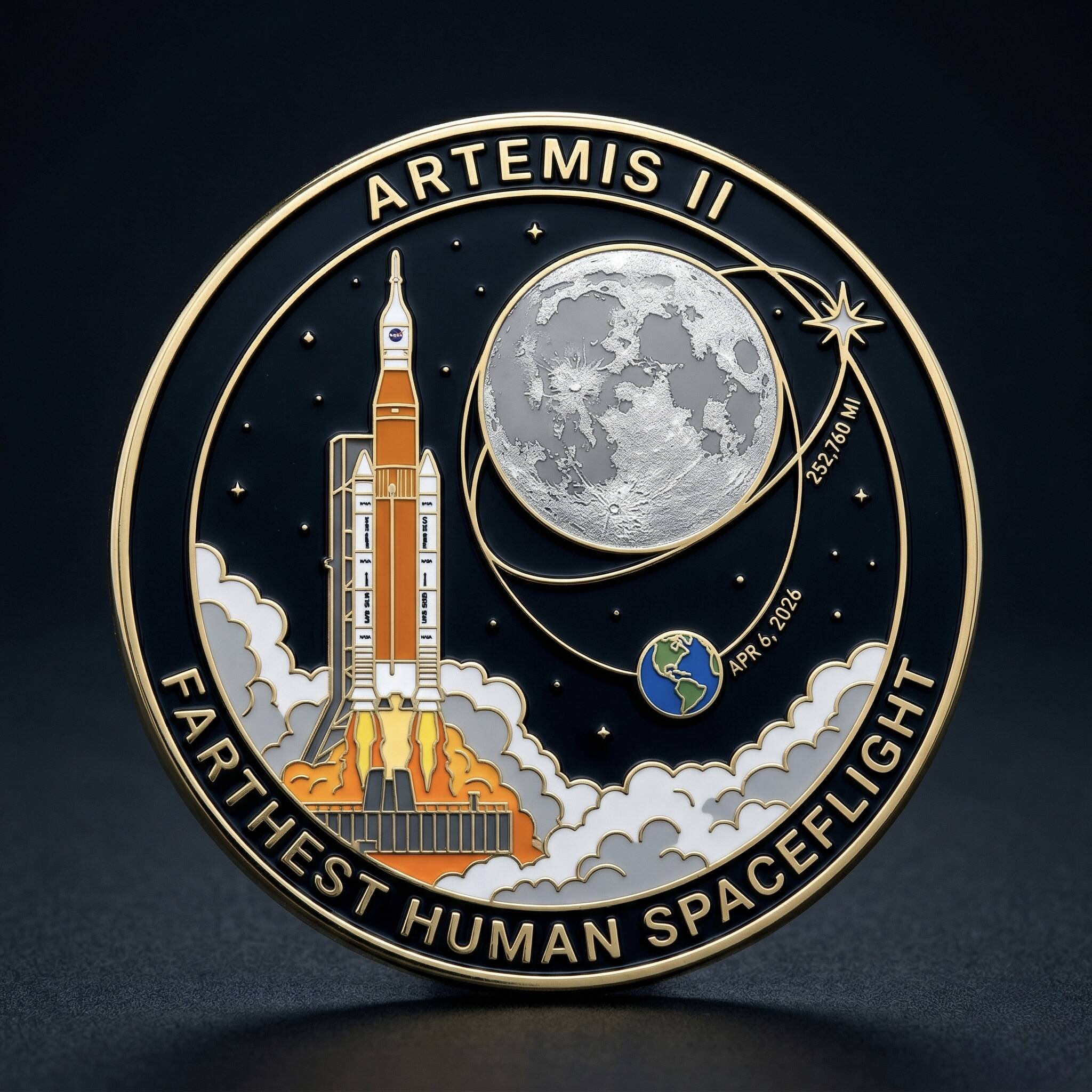 🌕 NASA Artemis II: Humanity’s Farthest Spaceflight — Commemorative Pin 🚀