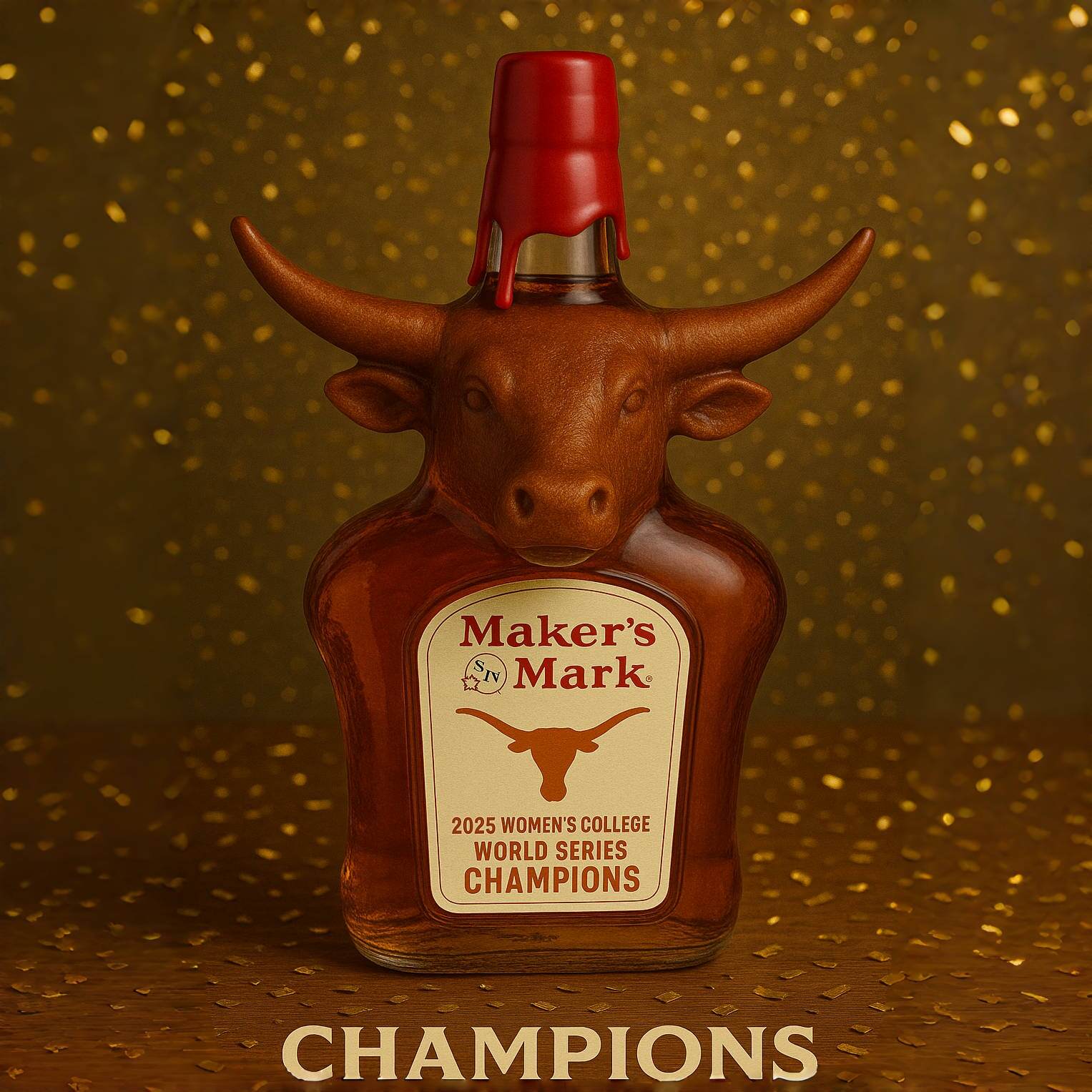 Texas Longhorns WCWS Champion Whiskey Bottle