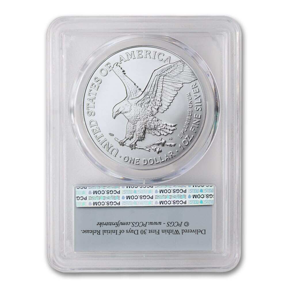 2025 1 oz American Silver Eagle MS70 (First Strike, Struck at West Point, Flag Label)
