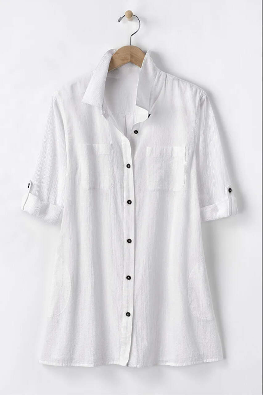 Crinkle Cotton Camp Shirt