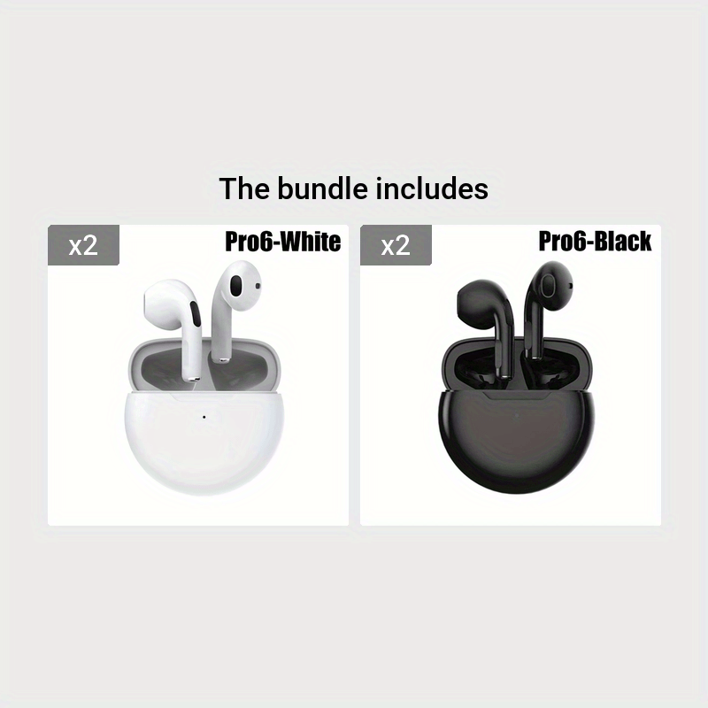 New Pro 6 Tws Waterproof In-Ear Hi-fi Stereo Wireless Earbuds Sports Life Headphones Air Pro 6 Gaming Headset For Iphone Android Ios, Earphones As Gift For Women Kids Children Men Adults