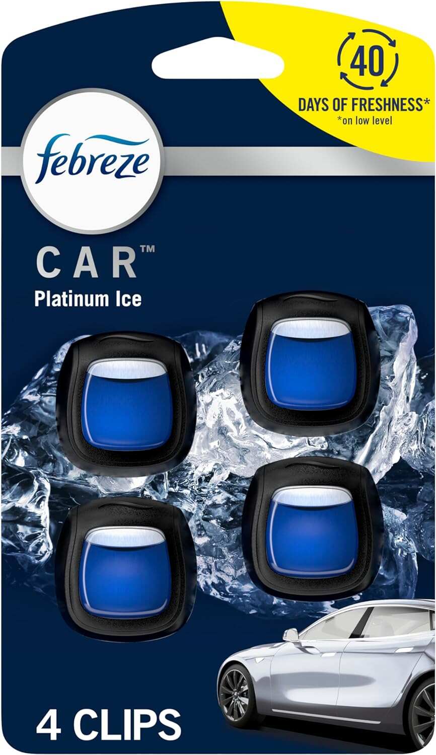 Febreze Car Air Fresheners, New Car Scent, Odor Eliminator for Strong Odors Car Vent Clips (2 Count)
