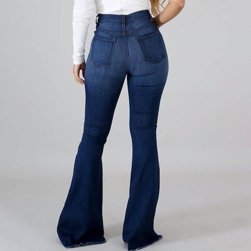 Women's Stretch Ripped High-waisted Flared Jeans