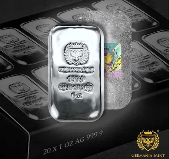 1 oz Germania Mint Silver Bar .9999 Fine