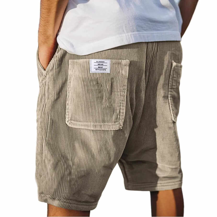 Men's Multi-pocket Embroidery Mark Corduroy Shorts