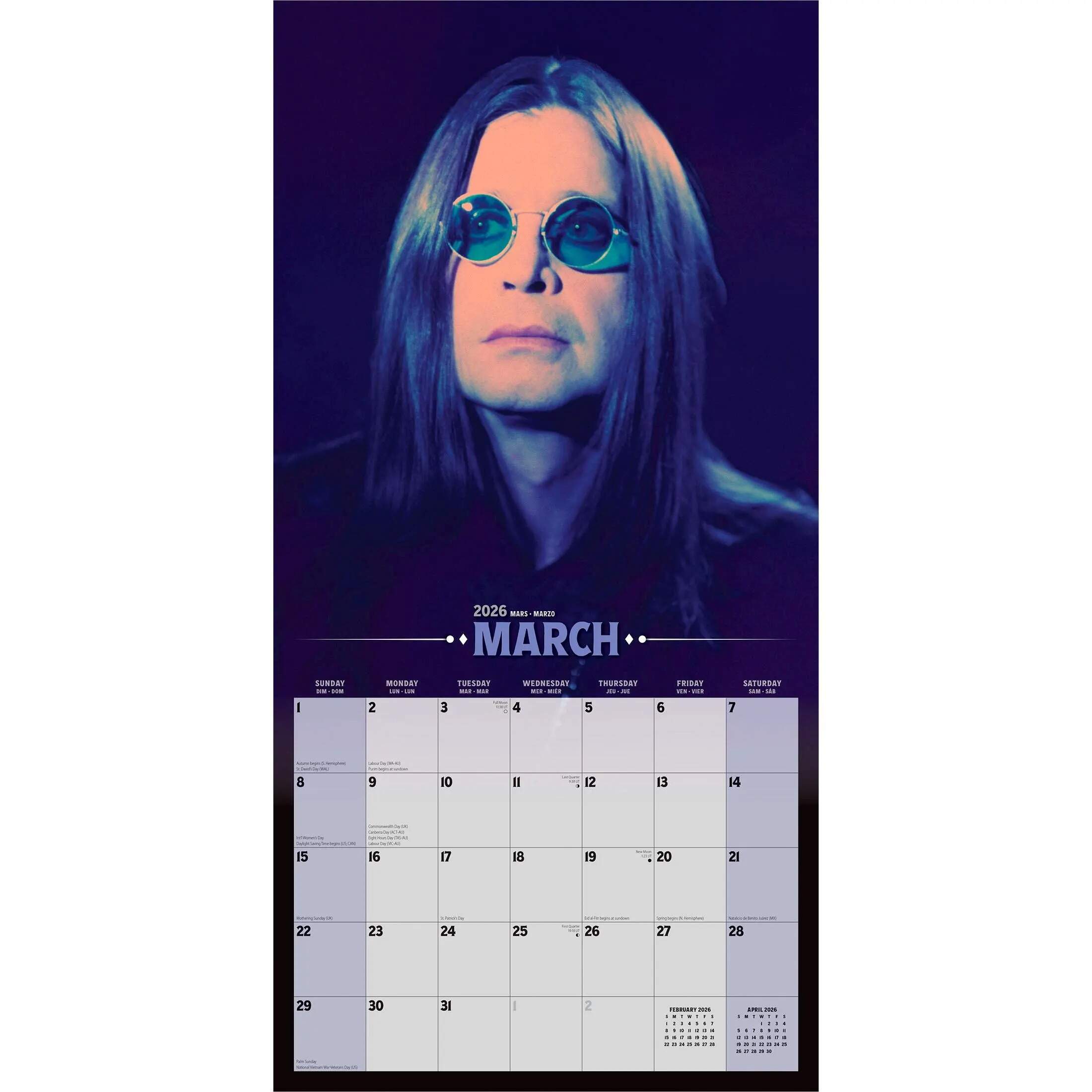 ⚡ Ozzy Osbourne 2026 Official Calendar – The Prince of Darkness Returns.