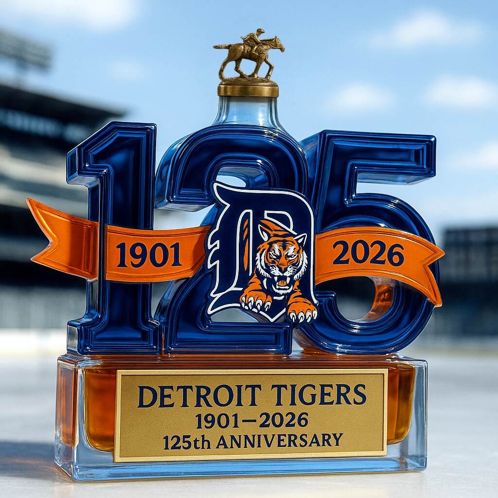 Detroit Tigers 125th Anniversary Whiskey Bottle
