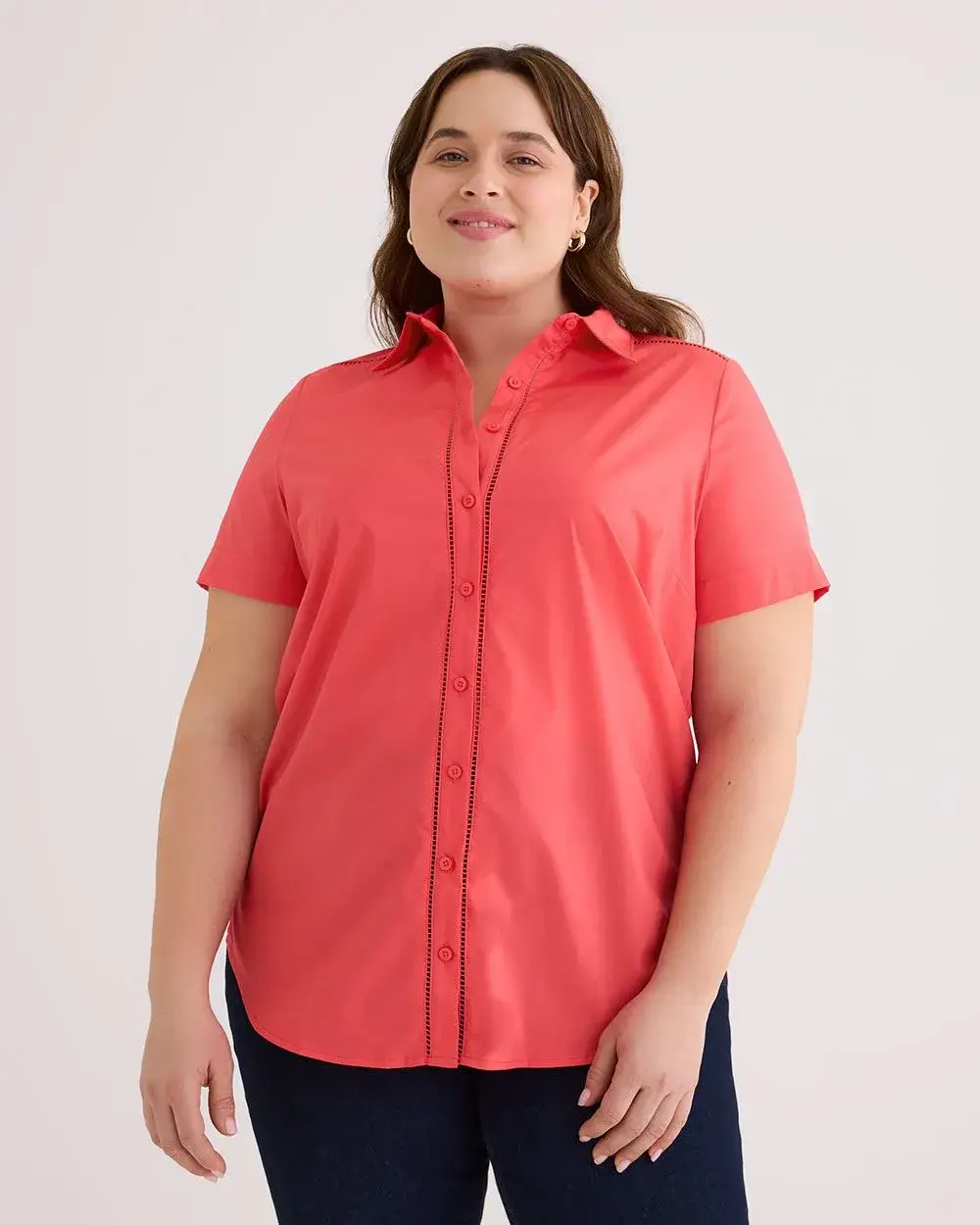 Poplin Blouse with Decorative Trims