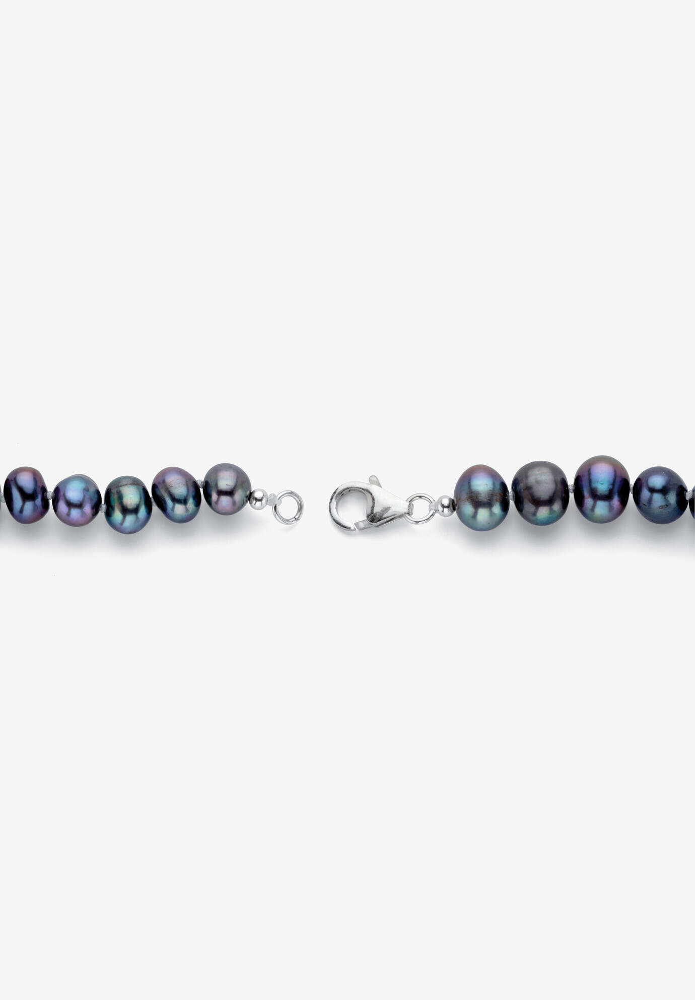 Genuine Cultured Blue Pearl Silvertone Earring, Necklace And Bracelet Set 18