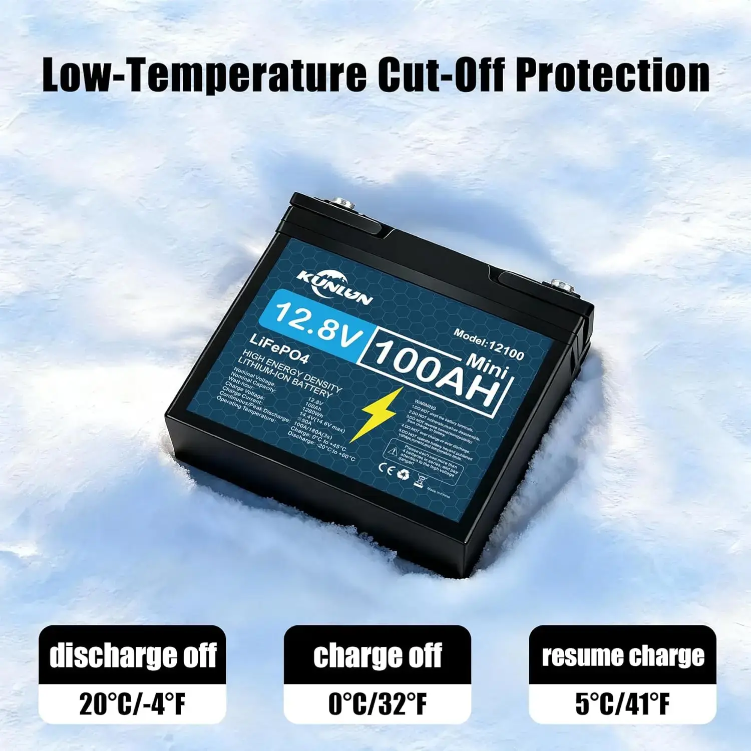 12V 100Ah/120Ah LiFePO4 Battery with Charger, Built-in Smart BMS, 5000+ Cycles Maintenance-Free