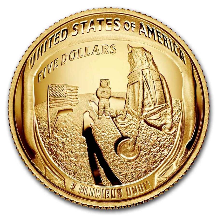 2019-W Gold $5 Apollo 11 50th Anniversary Proof