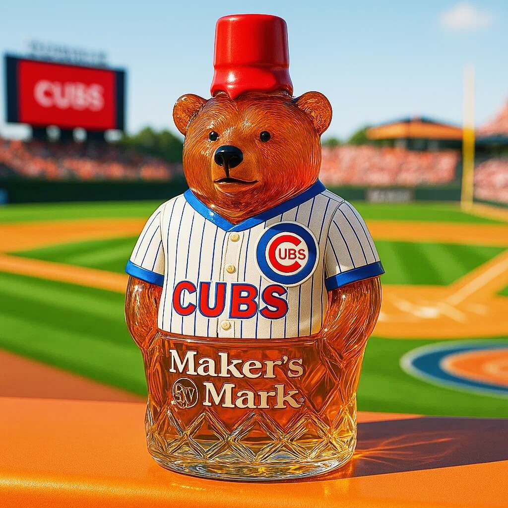 Chicago Cubs Brown Bear Whisky Bottle