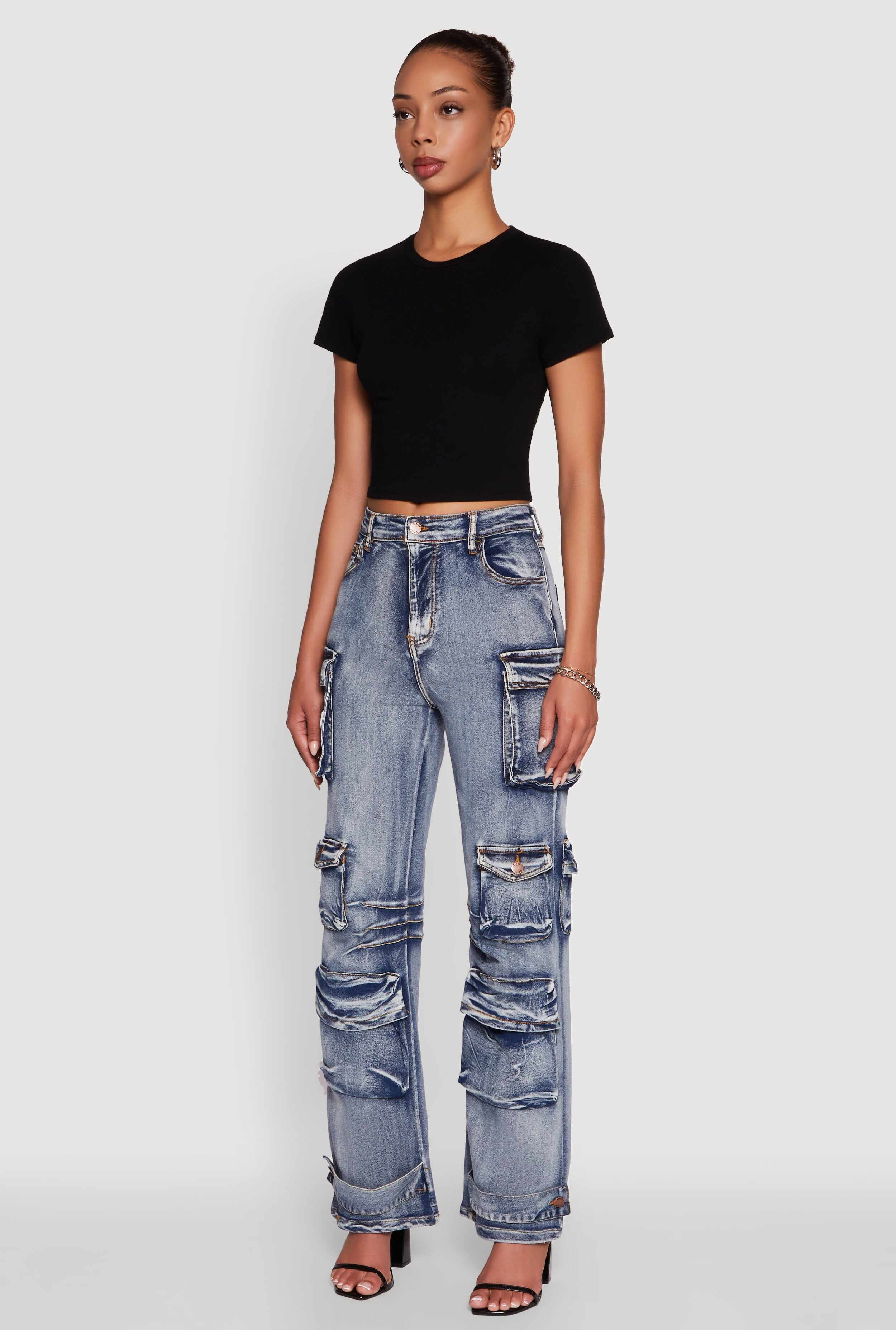 Daisy Mineral Wash Straight Leg Utility Jeans