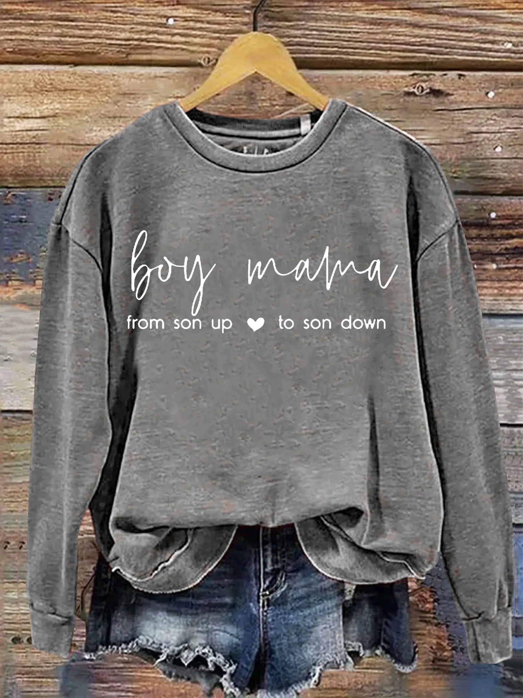 Boy��s Mom Letter Print Casual  Sweatshirt