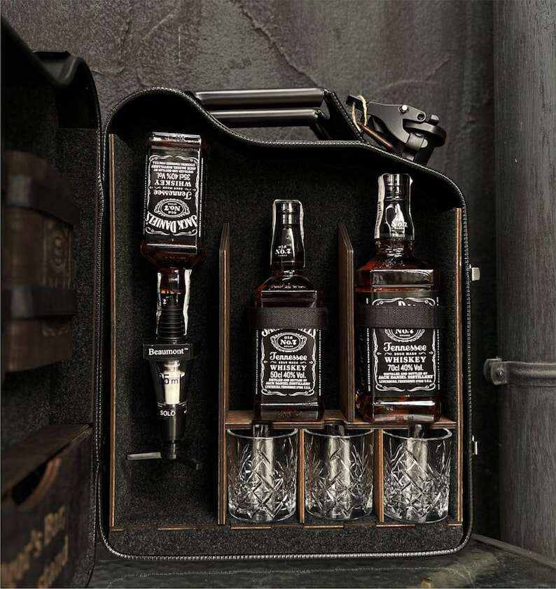 20 L Jerry Can Mini Bar With Alcohol Dispenser, Home Mini Bar, Handmade Travel Bar Set, Gift for him, For Husband, For Dad, Custom Fuel Bar