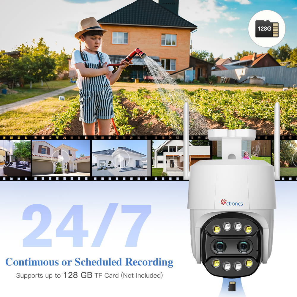 【2nd item $19.99】Ctronics 6X Hybrid Zoom Outdoor Surveillance Camera with Dual Lens