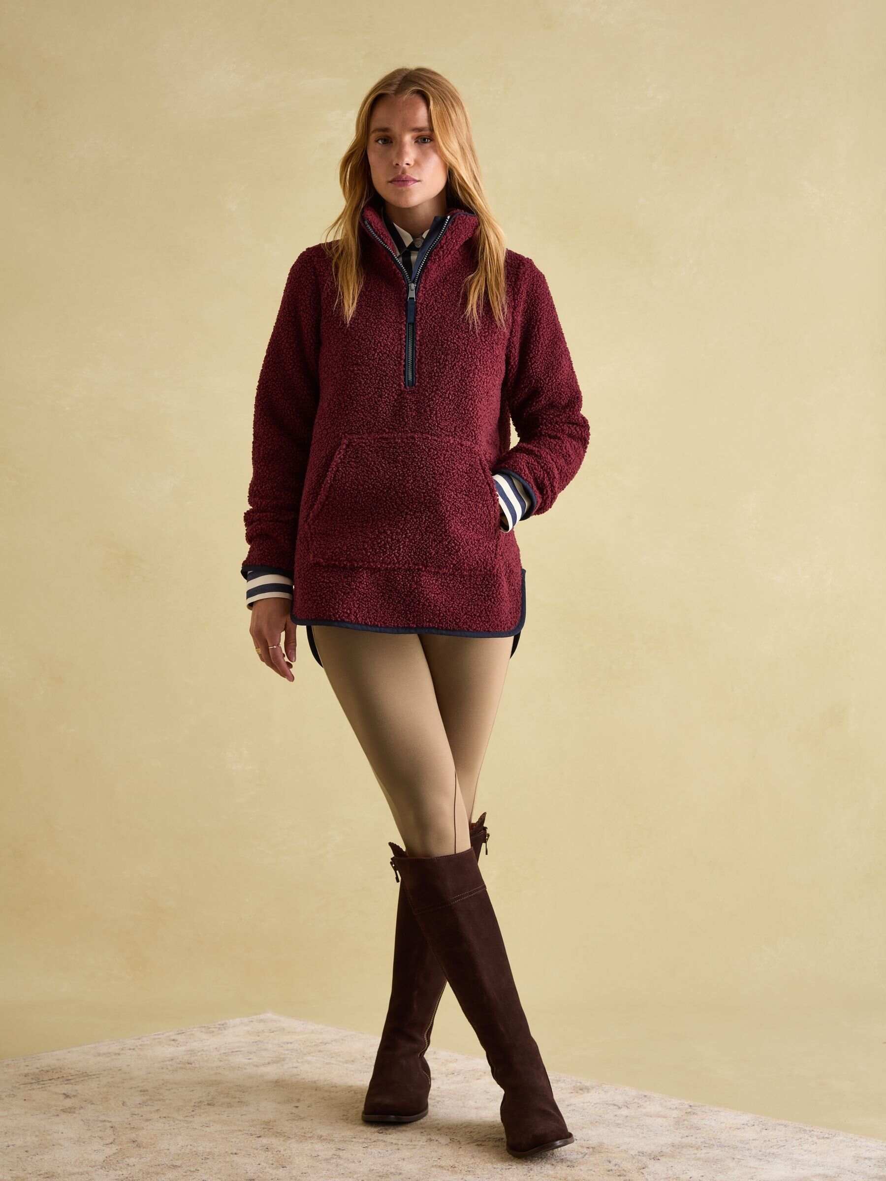 Aldeburgh Burgundy Quarter Zip Fleece