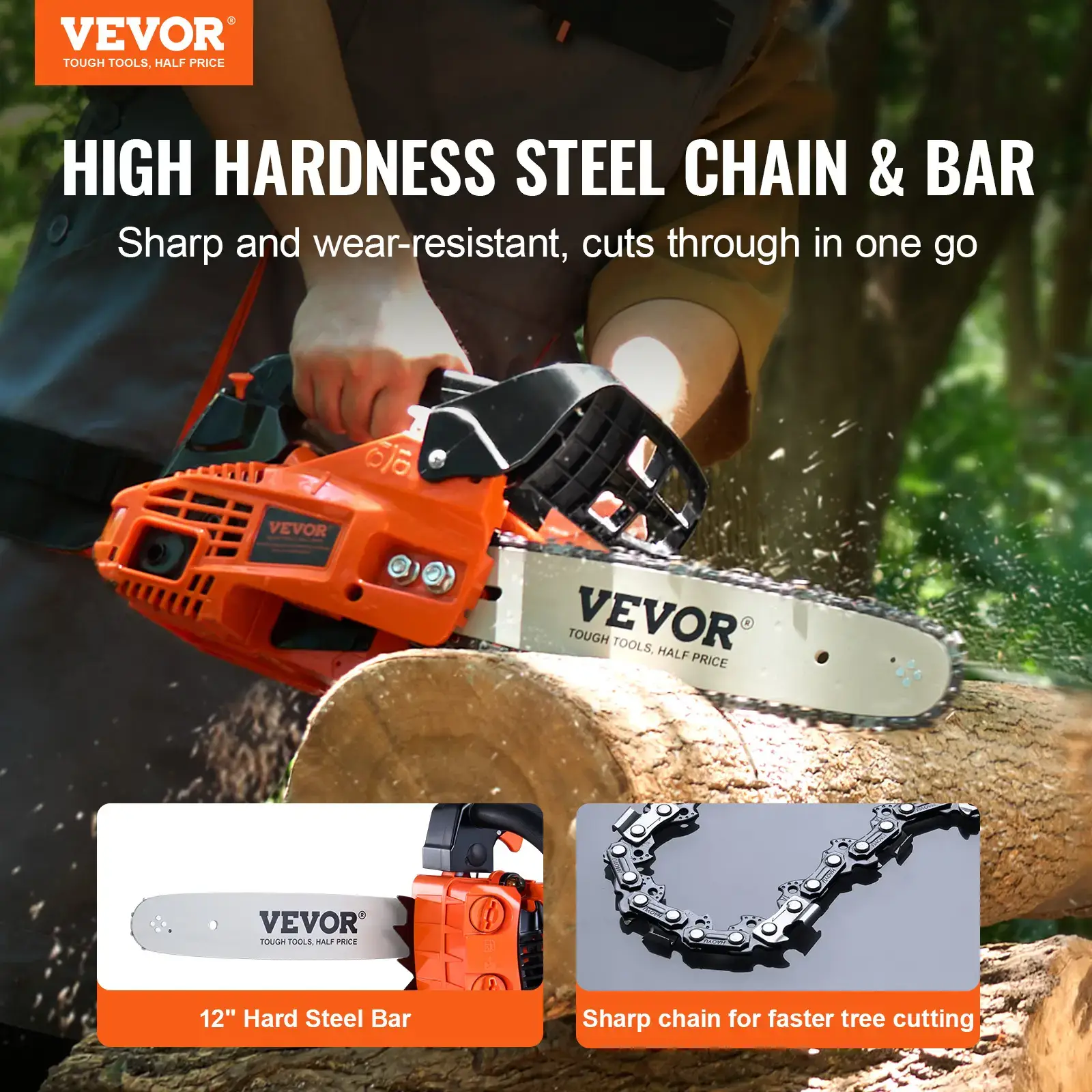 Gas Chainsaw, Various specifications, Gasoline Powered Chain Saw, Handheld Cordless Petrol Chainsaws for Tree Wood Branch Cutting, Tree Trimming, Land Clearing, Farm Garden Ranch Forest Cutting Use