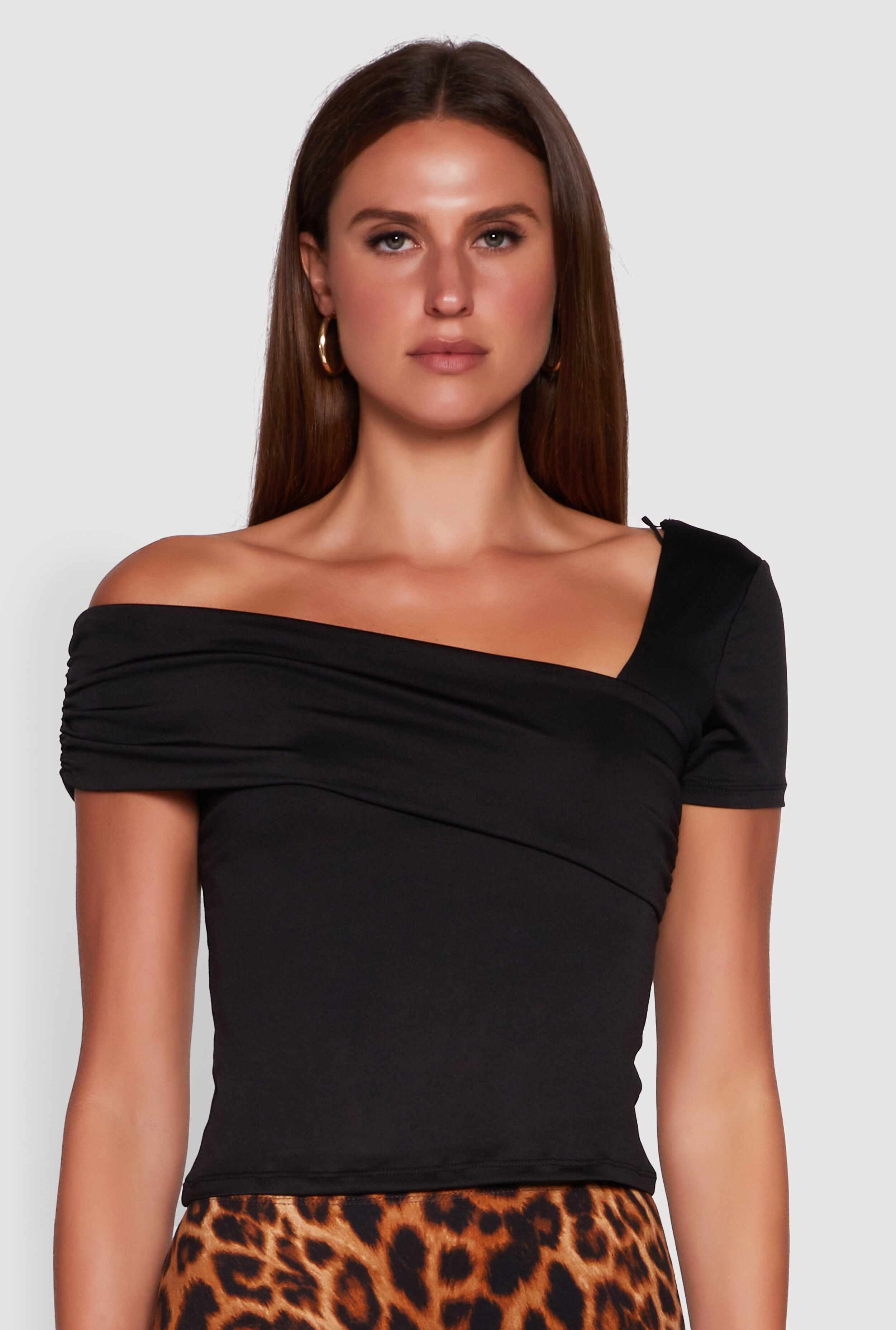 Iris Fold Over One Shoulder Top