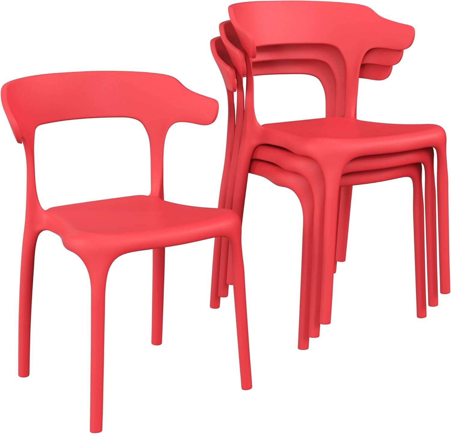 VECELO 4 Pack Plastic Stacking Chairs