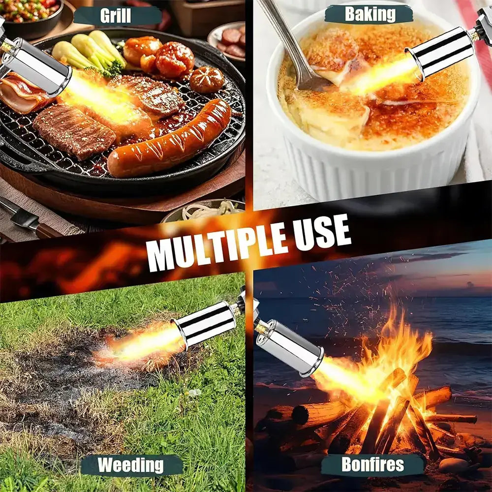 Propane Torch Gun, Kitchen Grill Torch with Detachable Design, Adjustable Flame Torch for Searing Steak, BBQ, Welding, Camping Charcoal(Tank Not Included)