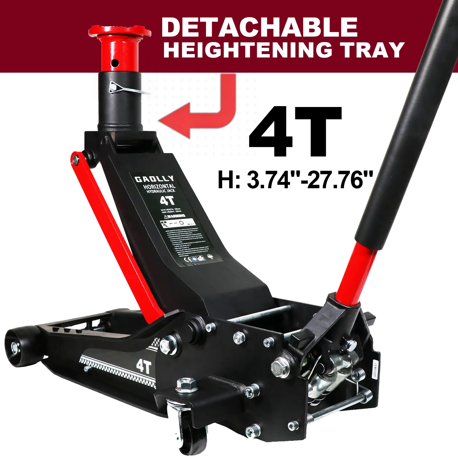 3 Ton Low Profile, Heavy-Duty Steel Racing Floor Jack with Dual Pistons Quick Lift Pump, with Lug Wrench Lifting Range 3.35