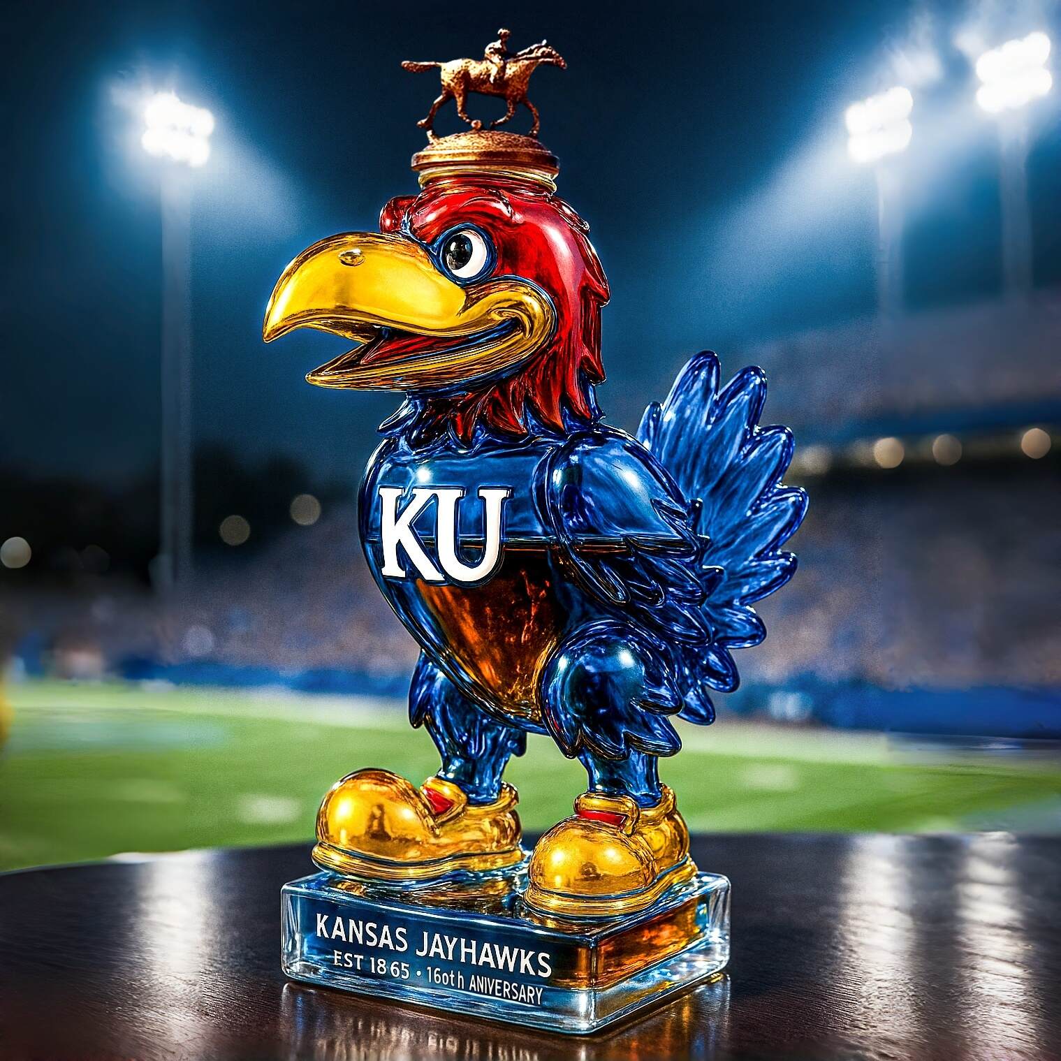 Kansas Jayhawks 160th Anniversary Whiskey Bottle