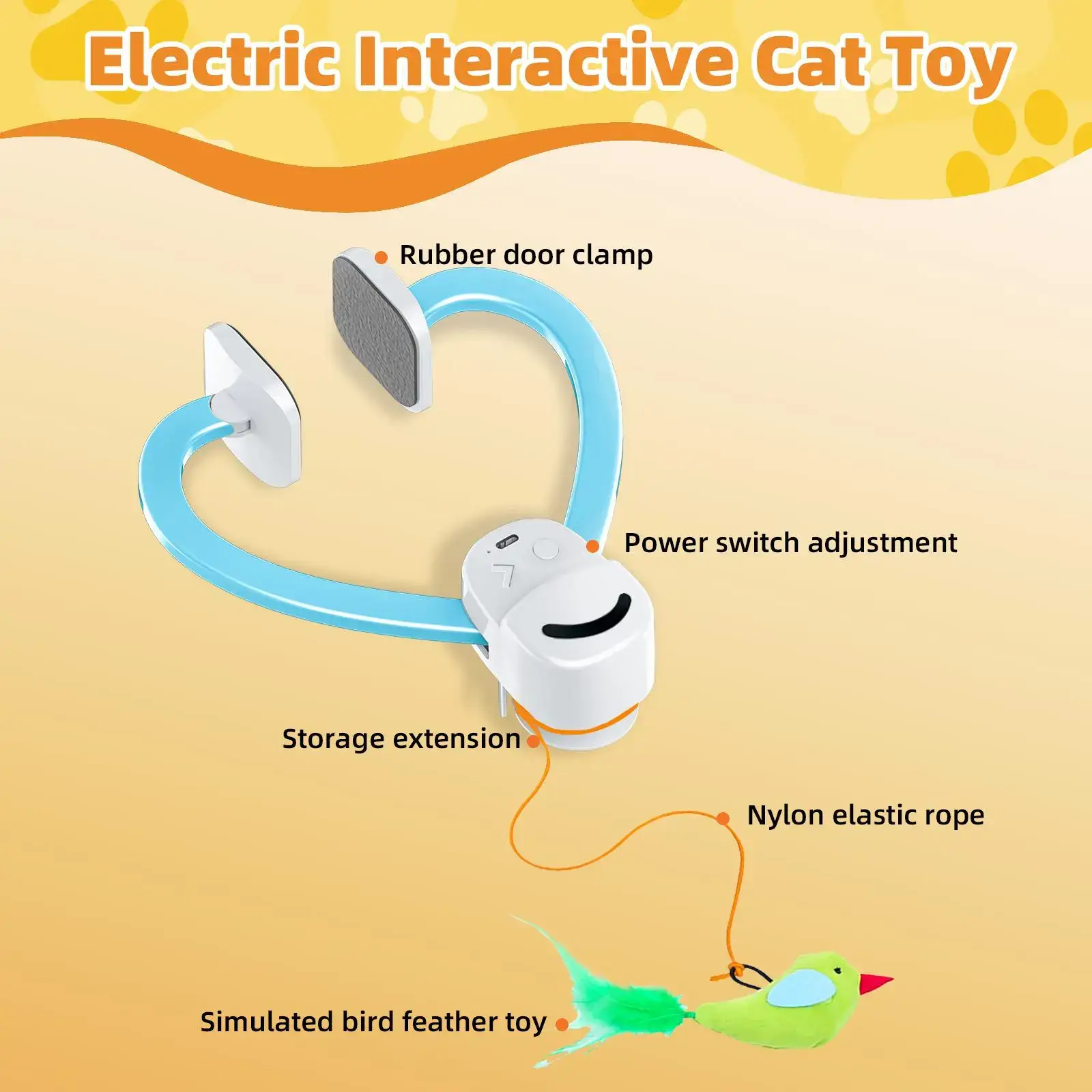 Interactive Cat Toy for Indoor Cats - Best Kitten & Adult Cat Enrichment Stimulation Toy with Electric Flying Bird Feather Wand