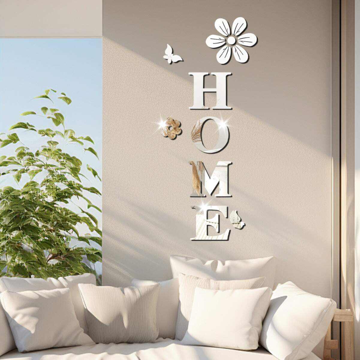 Acrylic Mirror Wall Stickers Flowers Home Decoration Letters Soft Mirror Self-adhesive Wall Stickers