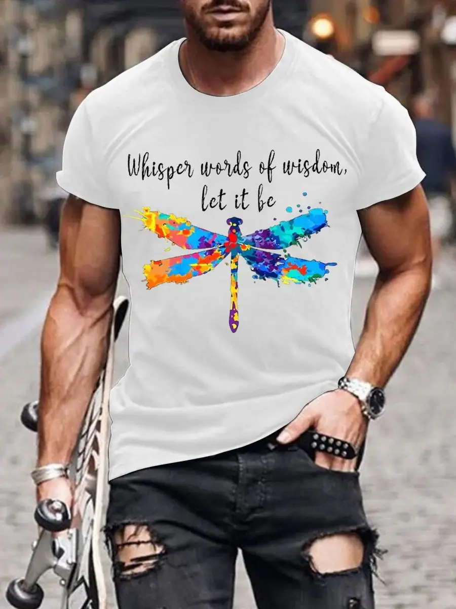 Men's Whisper Words Of Wisdom Let It Be Art Pattern Print Casual T-Shirt