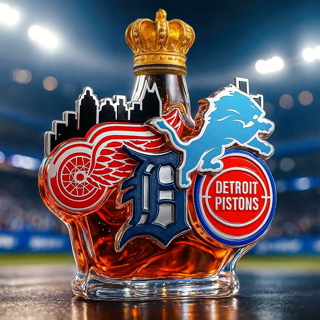 Detroit Sports Team Whiskey Bottle