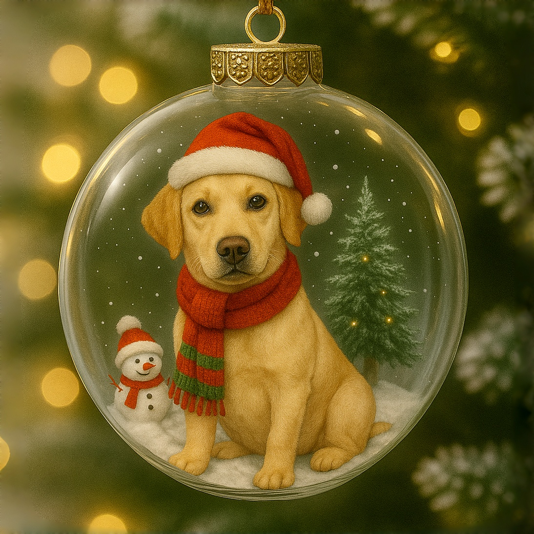 Dog Snow Globe Xmas Tree Ornaments