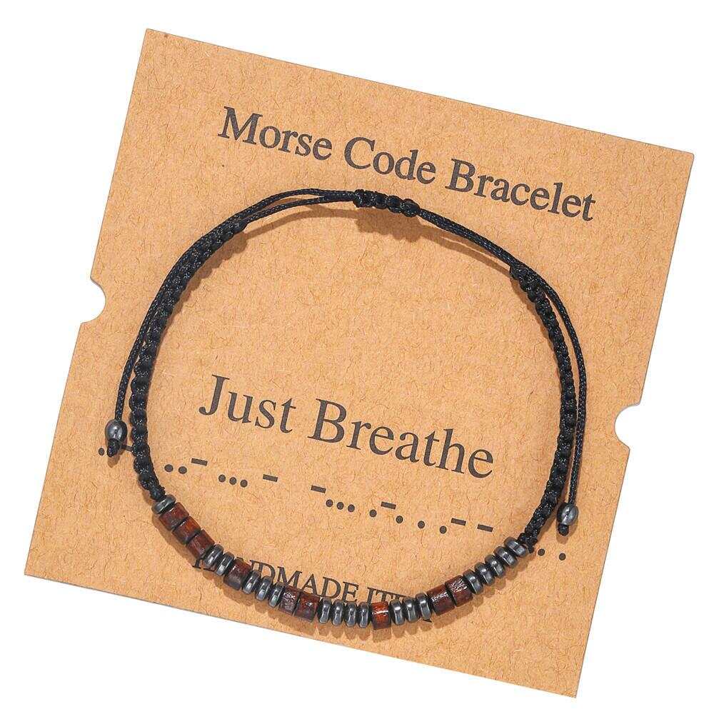 Women's Men's Unisex Morse Code Alphanumeric Weave Couple Bracelet