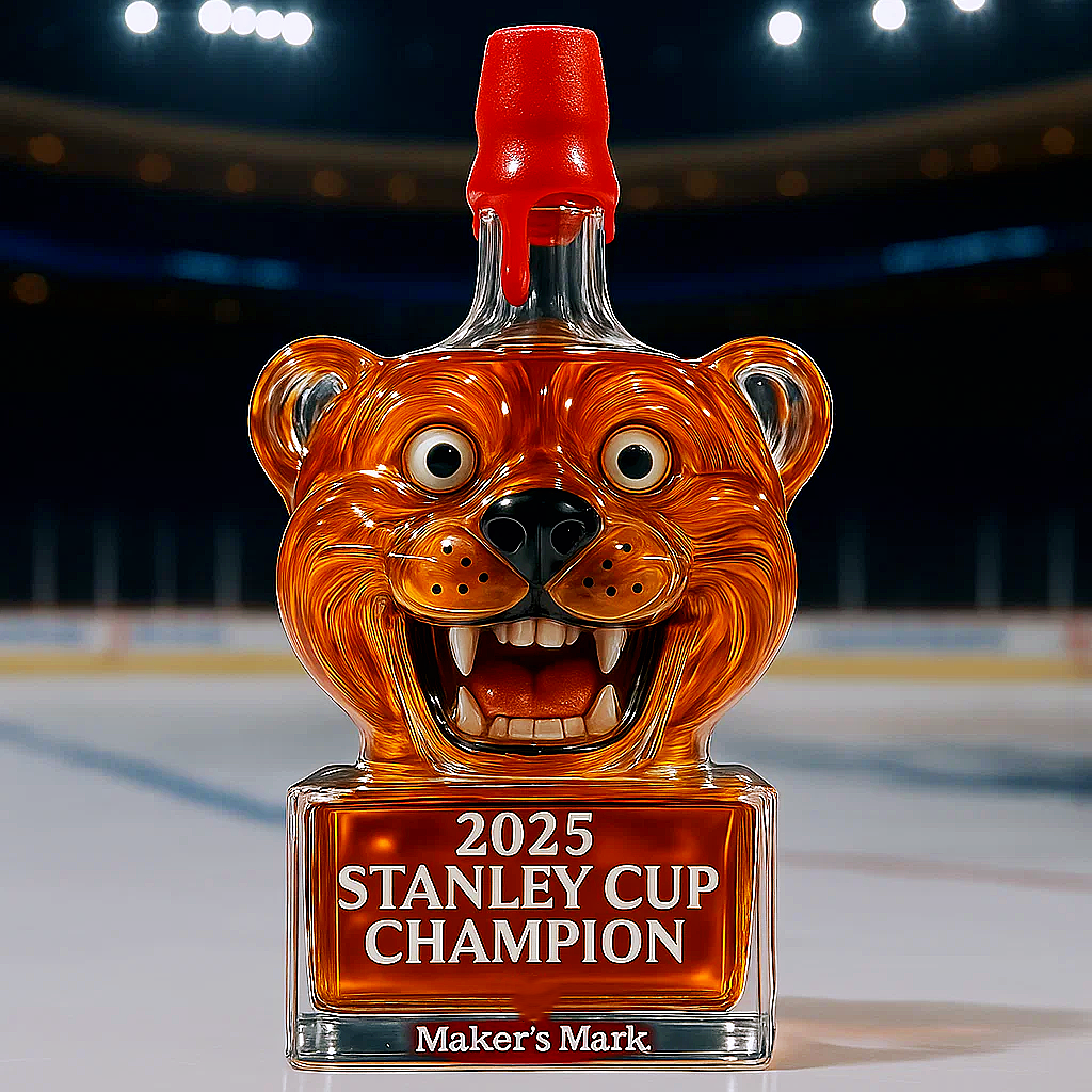 Florida Panthers Mascot 2025 Stanley Cup Champion Whiskey Bottle
